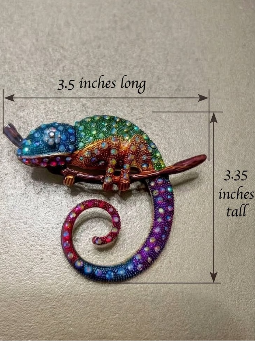 Multicolor Bright Jeweled Chameleon Brooch and pendent Large - Picture 1 of 3